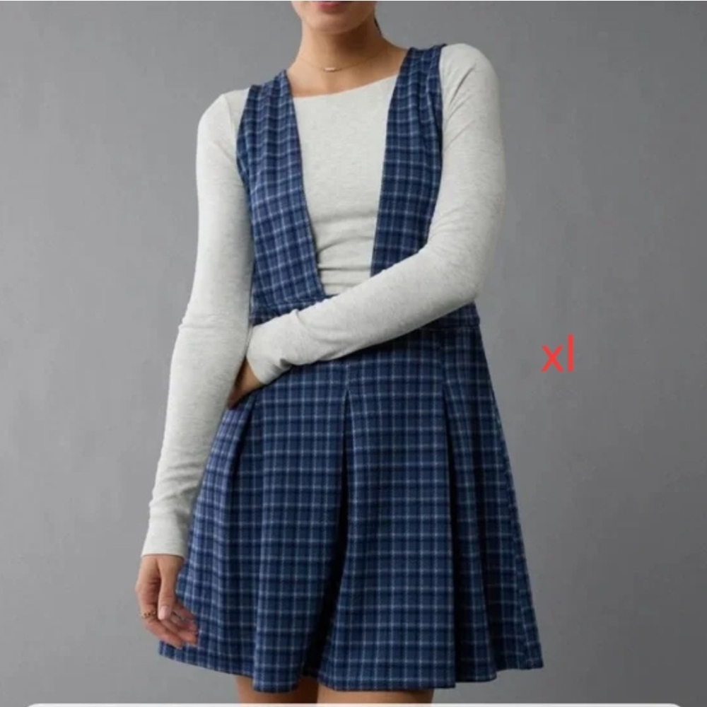 AE Plaid Pinafore Dress XL